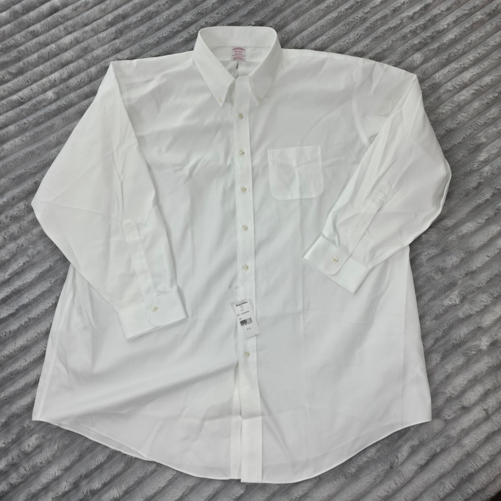 Brooks Brothers Madison Dress Shirt Mens 19 35 White Non-Iron Supima Cotton NWT